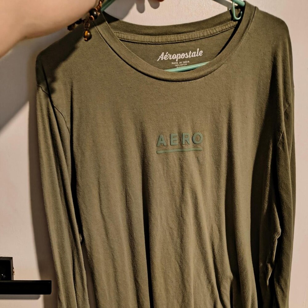 Aeropostale olive green cotton long sleeve shirt #aeropostale #olive